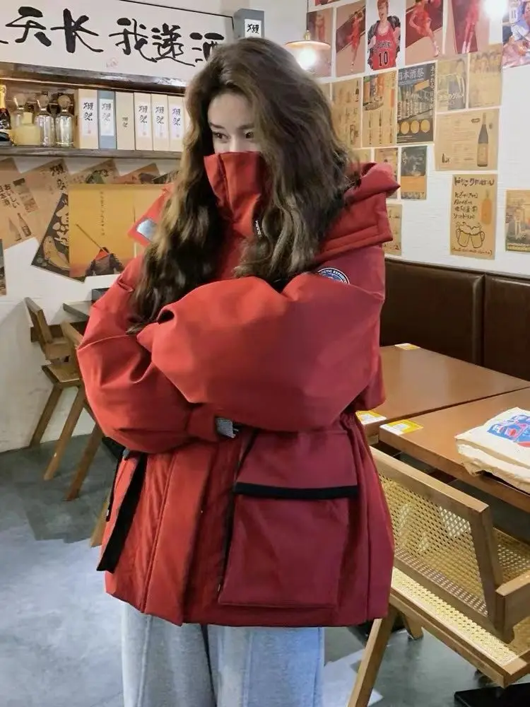 

Женская осенняя парка для активного отдыха, на молнии, с поясом, с меховой отделкой, водонепроницаемая, однотонная, свободного кроя, утепленная, для женщин и девушек