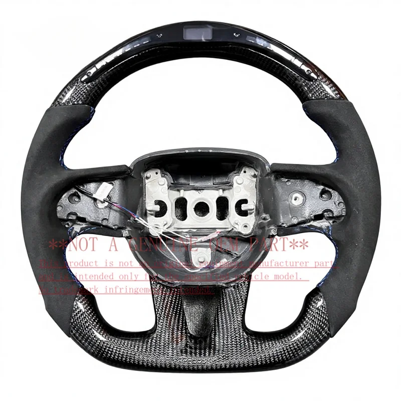 For Dodge Carbon Fiber High Quality Glossy Alcantara Steering Wheel With Led Display Charger Challenger Horn Cover Decorative