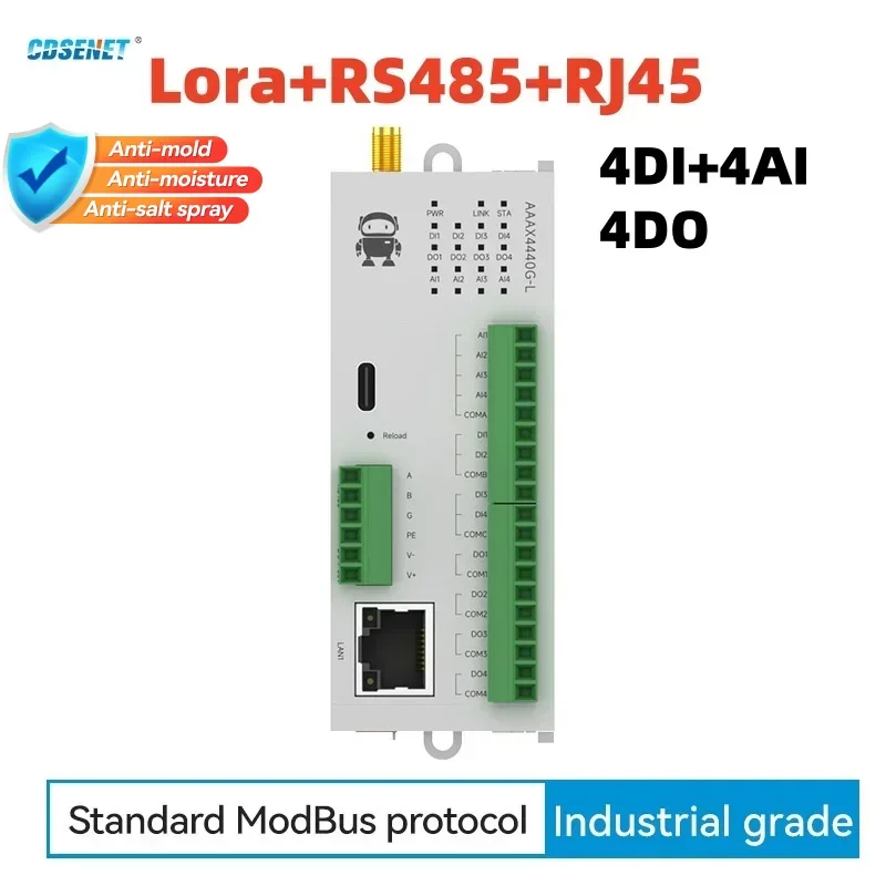 

4DI+4AI+4DO RS485 433M Lora Analog Switch Acquisition Remote IO Module Ethernet CDSENET M31-AAAX4440G-L Modbus RTU Long Distance