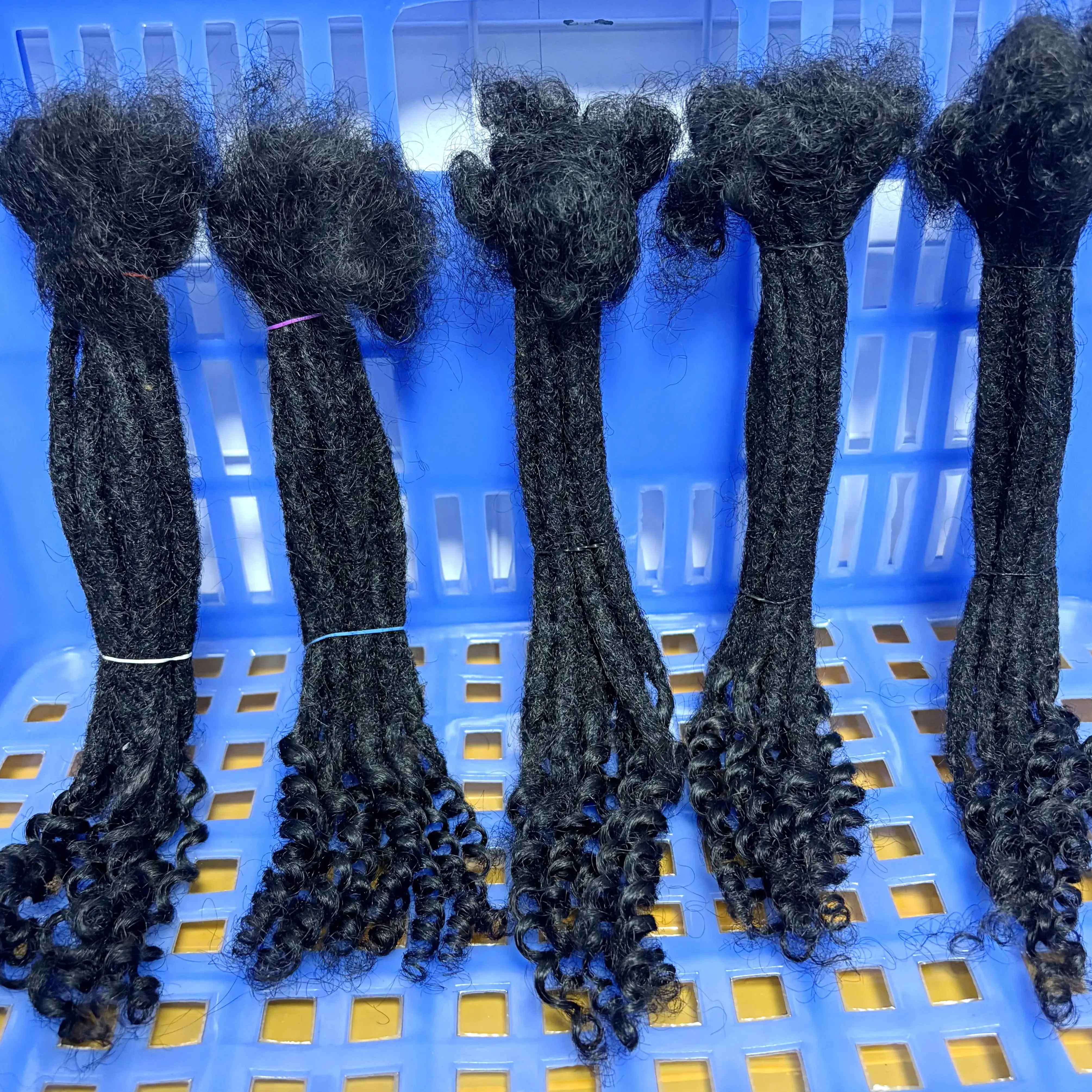 100% اليدوية Loc تمديد الشعر البشري مع أطراف مجعد 50 السواحل 8-14 بوصة الشعر البشري Loc Dreadlock تمديد للرجال النساء الاطفال