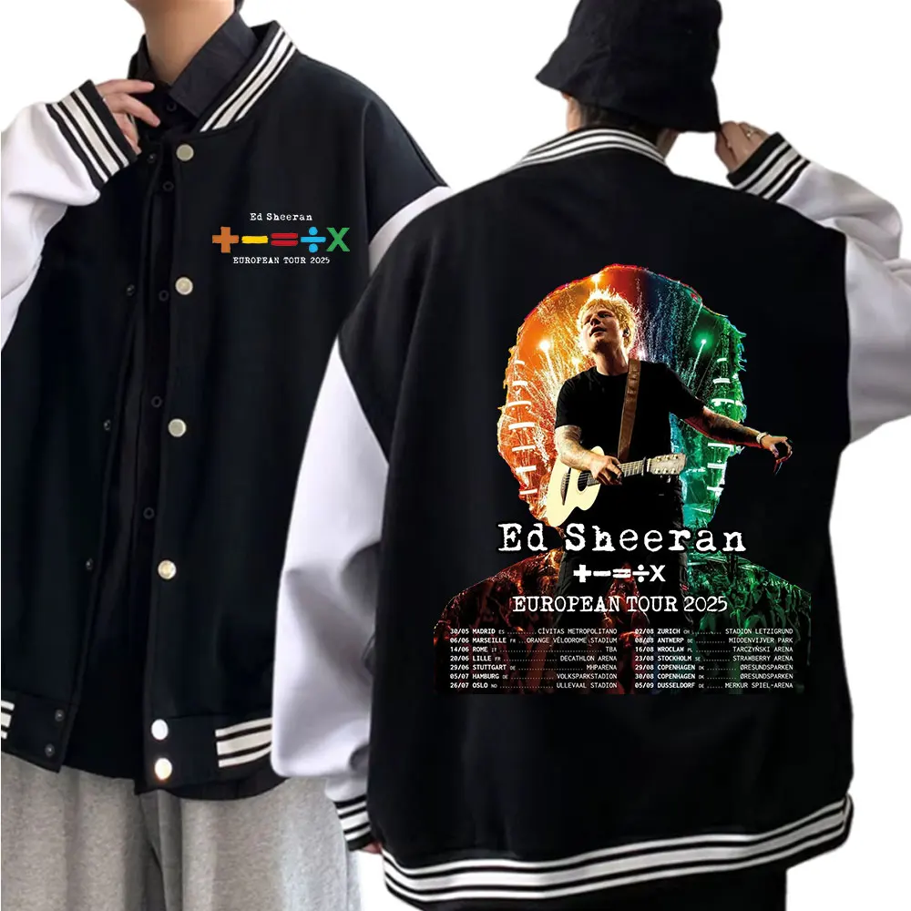 

Бейсбольная форма Ed Sheeran European Tour 2025, куртка с капюшоном, бейсбольная куртка в стиле Харадзюку, пальто унисекс