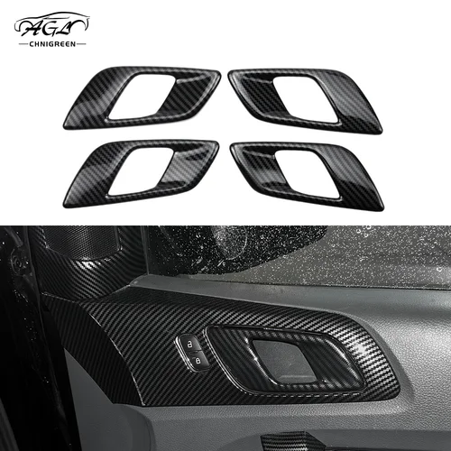 Imagen 1 del producto 4 Uds ABS Color de fibra de carbono puerta Interior manija abierta cubierta Interior para Mazda BT-50 BT50 2010-2020 Ford Ranger Everest 2015-2021