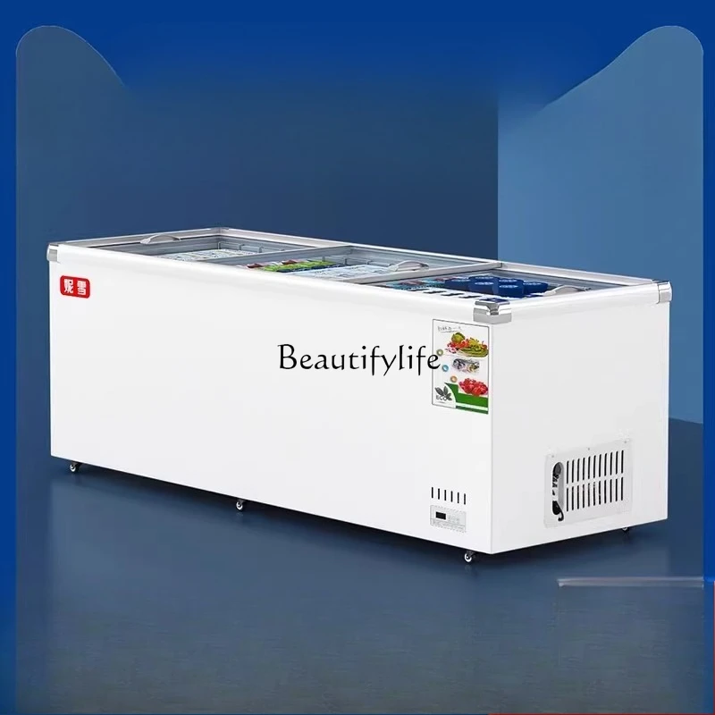 

Refrigerated display cabinet Frozen display Transparent glass Fresh-keeping commercial supermarket Freezer Large capacity
