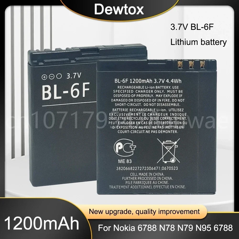 3.7V 1200mAh BL-6F Phone Replacement Li-ion Battery for Nokia N78 N79 N95 6788 6788I BL6F Batteries