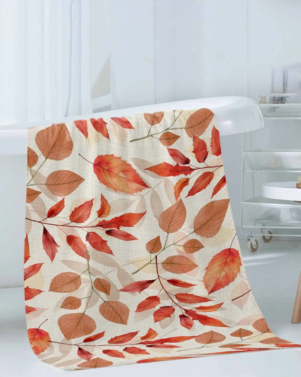 

3pcRed Orange Leaves,Towel Set Ultra Soft Highly Absorbent Includes 1 Bath Towels 1 Hand Towels 1 WashclothsFor Home Bathroom