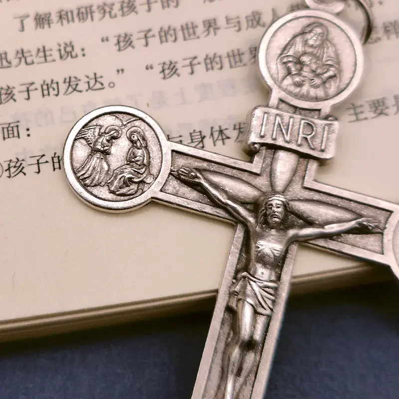 Metal Big Cross Pendant 9.5 x 7cm Roman Four Great Halls Alloy Crosses for Necklace Religious Jewelry