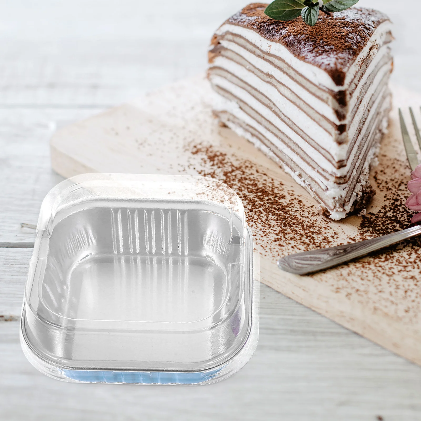 

20 Sets 100ml Mini Cake Tins with Lids Aluminum Foil Molds Baking Pans Stackable Microwave Safe Party Supplies