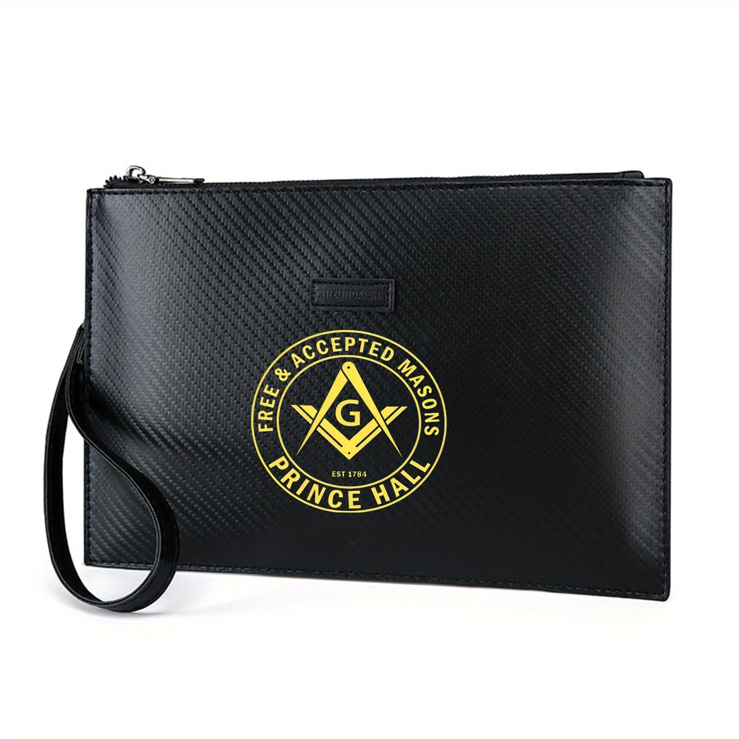 Masonic compasses square letter G circle emblem Elegant Printed PU Men's Handbag Fashionable and Practical for Everyday Carry