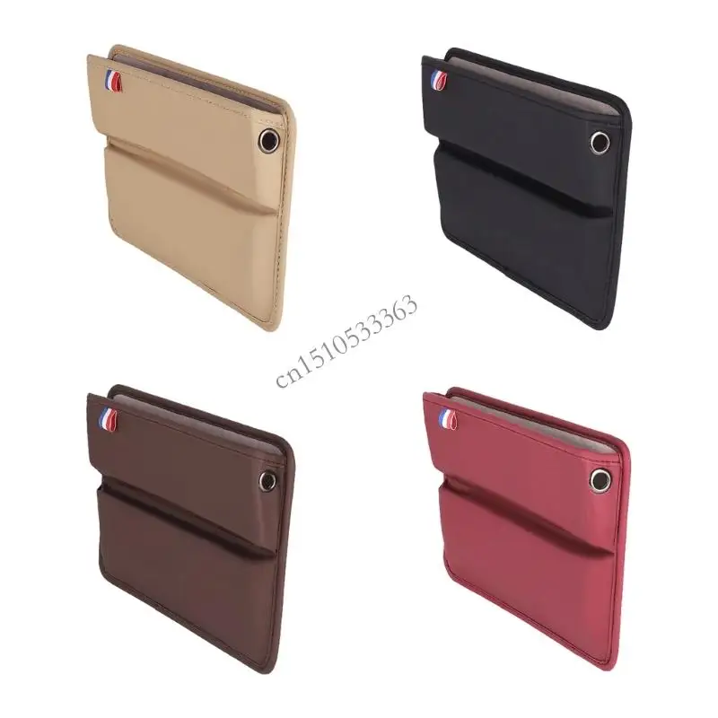 

090E Quilted Automotive Front Storage Box With Charging Port Design Wide Base Waterproof Leather Phone Holder