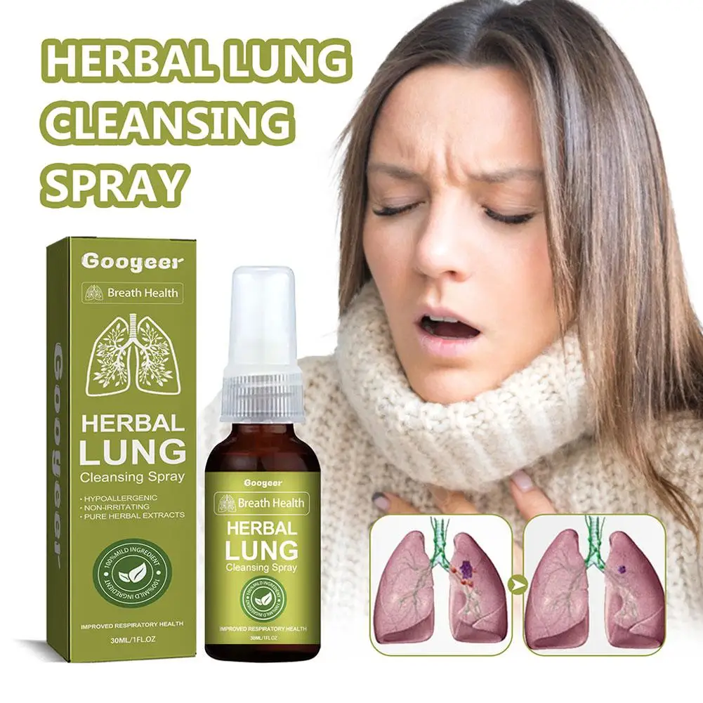 New Googeer Herbal Lung Cleansing Spray Breath Detox Herbal Lung Cleanse Spray, Herbal Lung Cleanse Mist - Powerful Lung Support