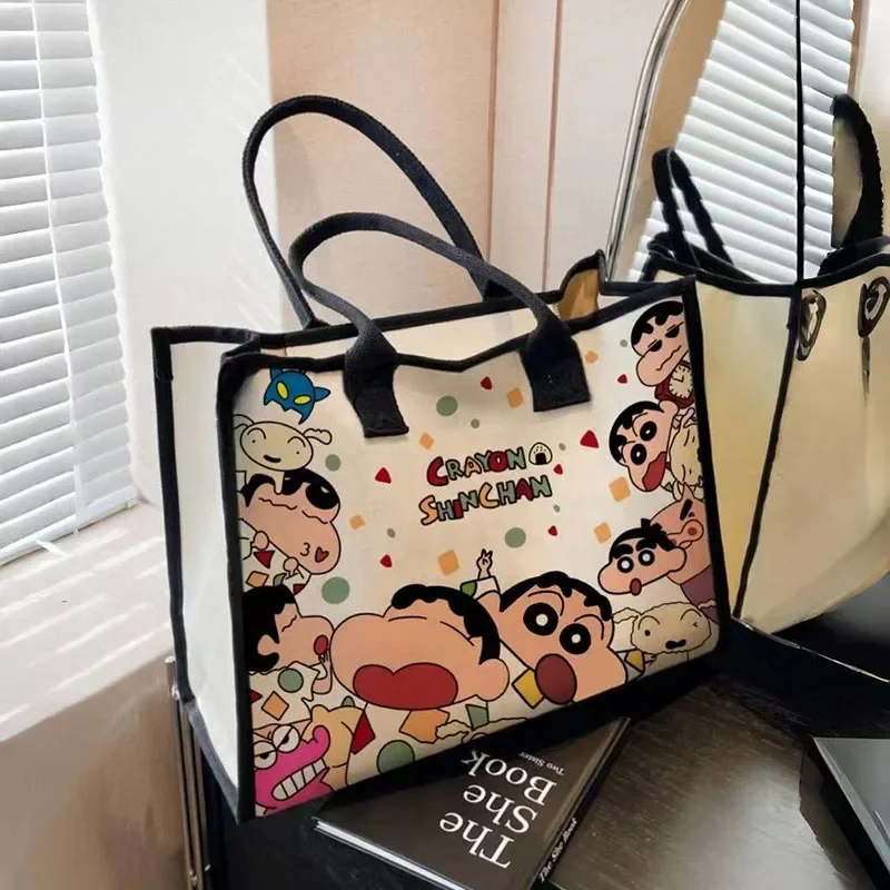 Anime Crayon Shin-Chan Neue Handtasche Kawaii Große Kapazität Cartoon Comic Schulter Taschen Mädchen Leinwand Zipper Tote Tasche Geschenke für dame