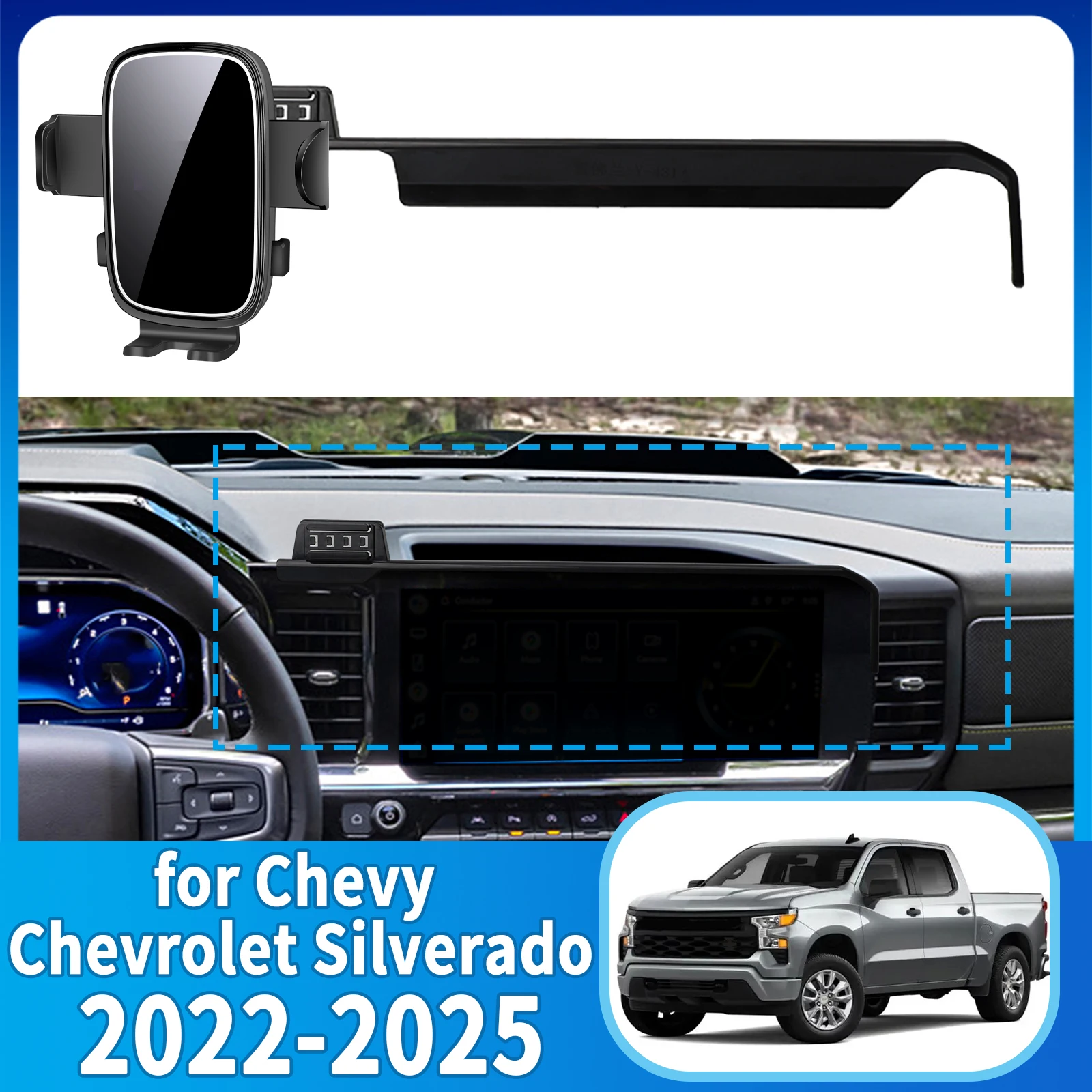 

fit for Chevy Chevrolet Silverado 2022-2025 1500 2500 3500 Phone Holder, Dashboard Screen Mount Bracket Easy Installation​​ Car