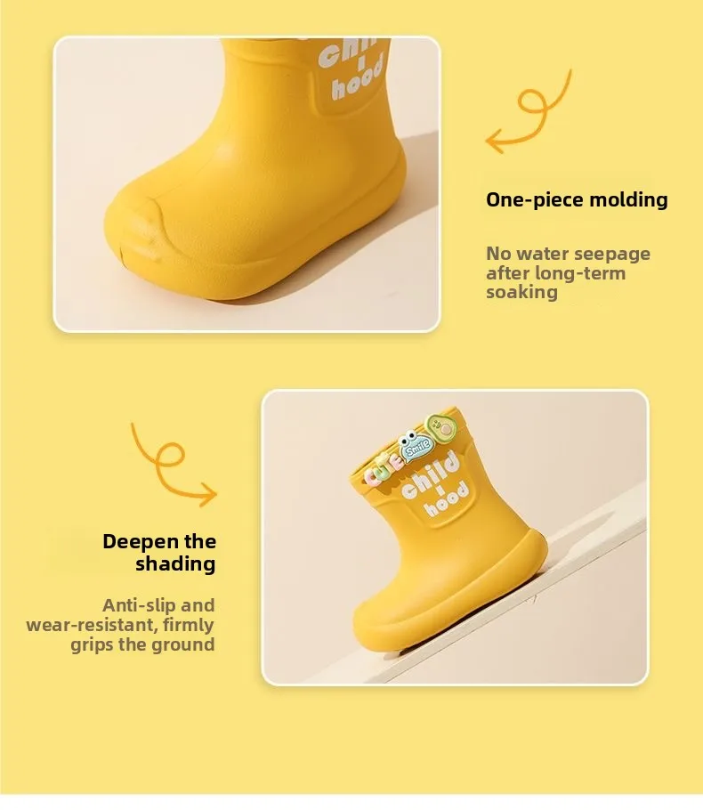 2026 Kinder Regenstiefel Mädchen Jungen Regenstiefel Rutschfeste Kinder Baby Regenschuhe PVC Wasserdichte Halbhohe Wasserschuhe Weiches Gummi – Detail 13