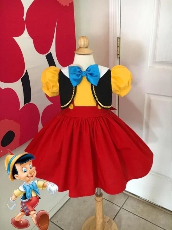Mädchen-Geburtstagsgeschenk, süßes Rollenspiel-Performance-Kostüm, Party, Prinzessin, rotes und gelbes Fliege-Kleid, Partykostüm