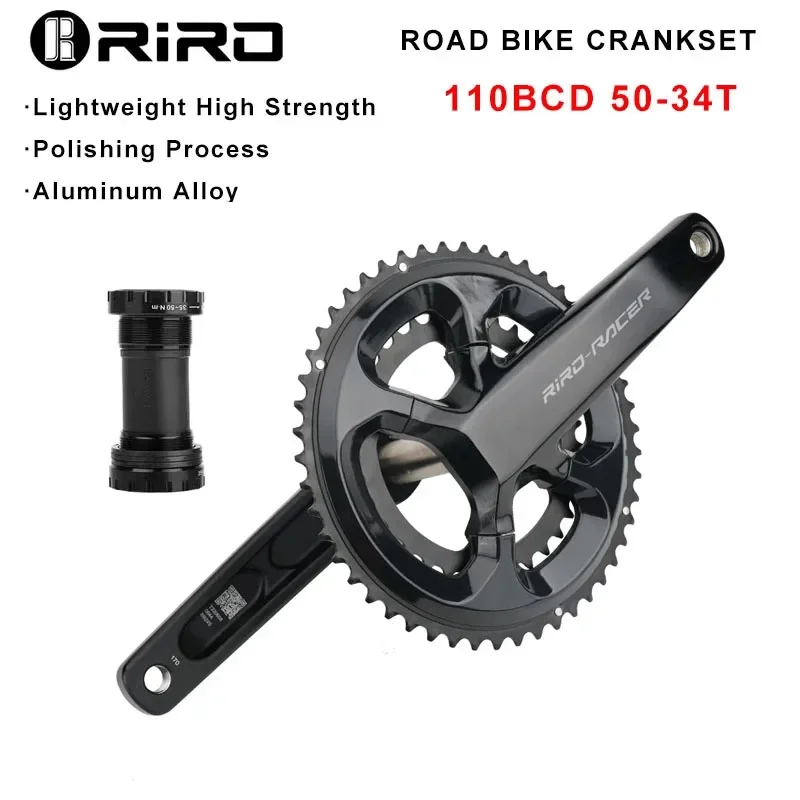 RIRO RACER R8 Road Bike Crankset Ultralight Chainwheel 170mm 50-34T Double Chainrings Sprockets Hollow Folding Bike Crankset