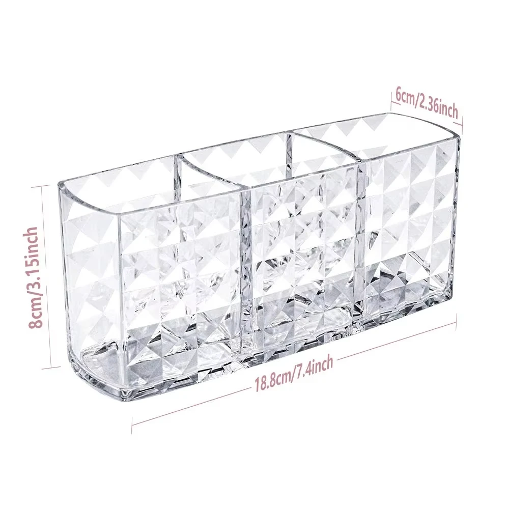 Soporte para cilindro de brochas de maquillaje, organizador de maquillaje cosmético acrílico transparente, tocador, delineadores, lápiz labial, caja de almacenamiento de cristal