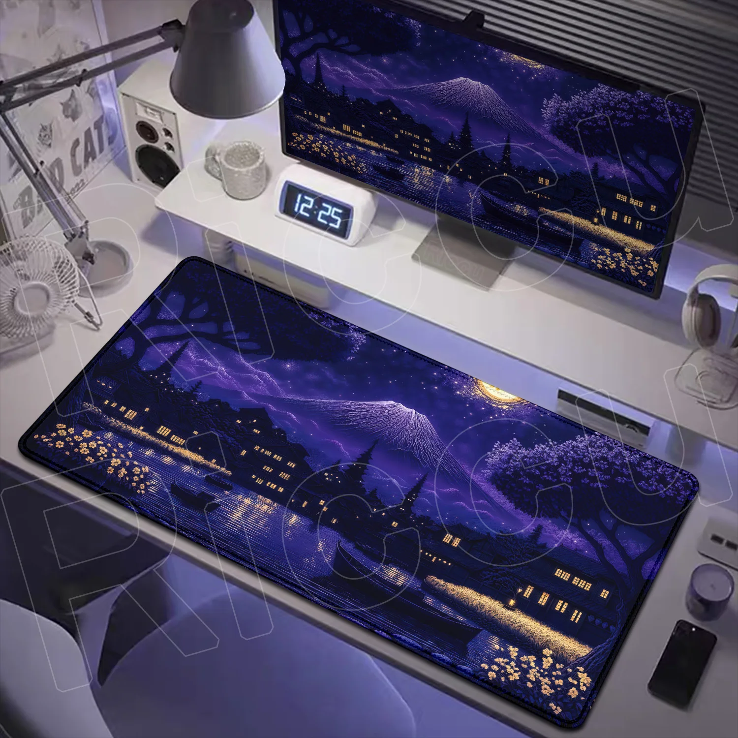 

New Mount Fuji Night View Anime Mouse Pad Large Gaming Non-slip Rubber Keyboard Carpet Kawaii Sakura Moon Durable Office Deskmat