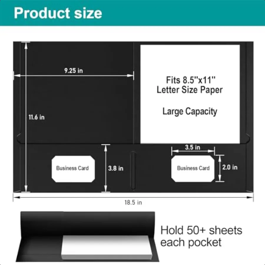Two Pocket Folders 100 Pack 2 Pocket Folders Fit Letter Size Paper Black Paper File Folders with Pockets for School Office Home