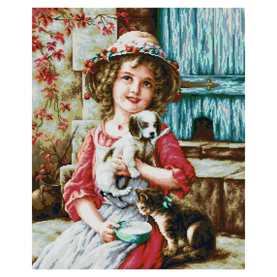 Joy Sunday Cross Stitch Kit Best Friend 11CT 14CT Printed Cross Stitch Embroidery Kit Set Print Fabric Cross Stitch Craft Kit