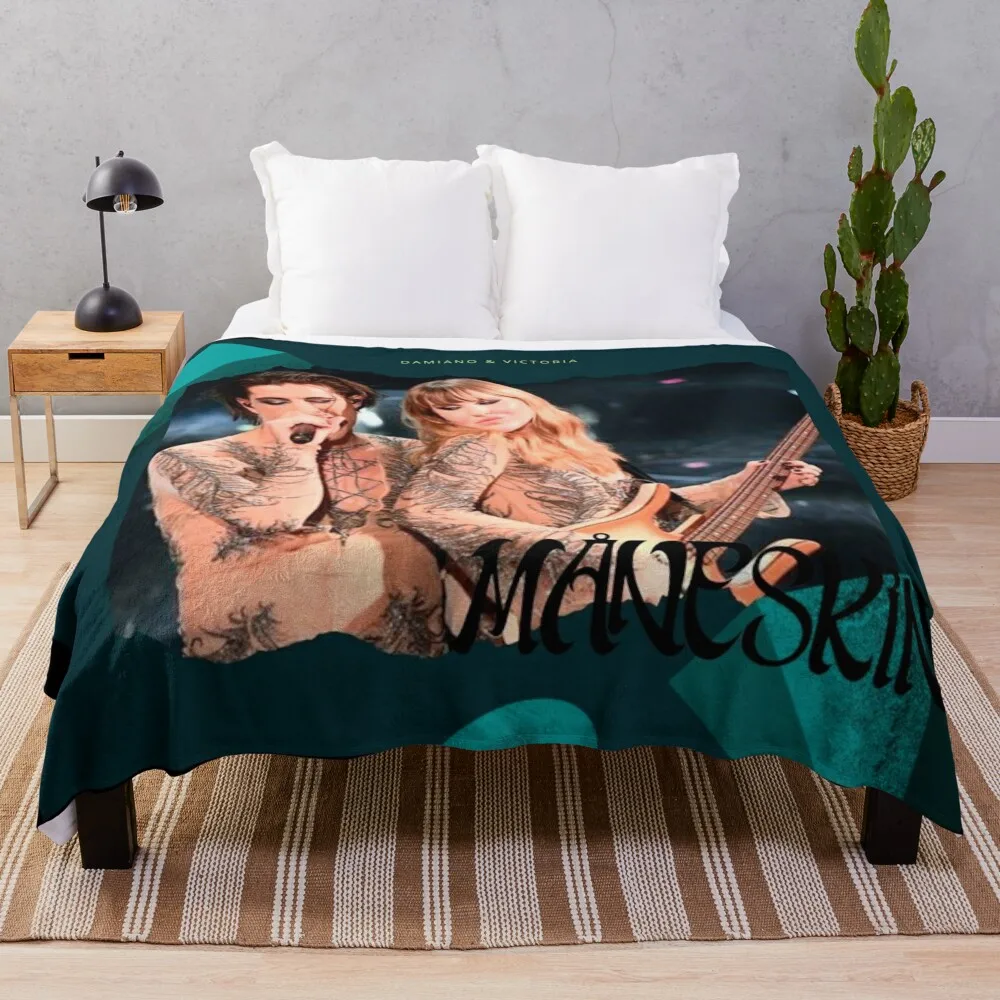 

Damiano David Maneskin & Victoria Throw Blanket Blankets For Sofas anime Plaid Luxury Brand Blanket