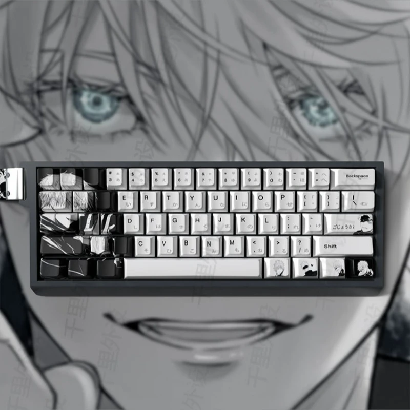 Jujutsu Kaisen Keycaps 105Keys Gojo Satoru Anime Keycaps Personalized Custom PBT Mechanical Keyboard Keycaps for Wooting 60he