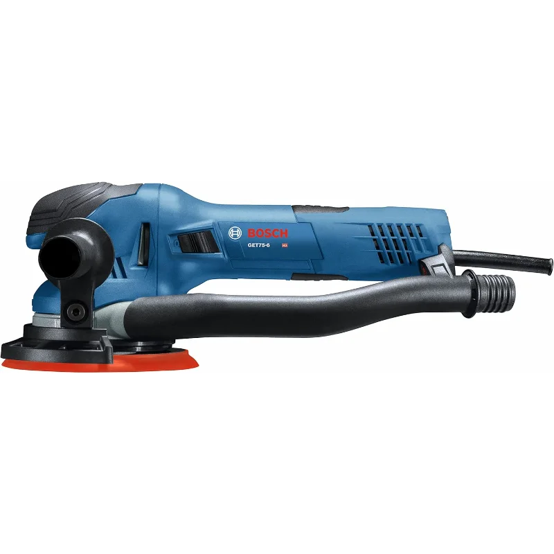 Lixadeira orbital elétrica BOSCH GET75-6N, polidora - 7,5 Amp, com fio, tamanho de disco de 6 polegadas - modo duplo: órbita aleatória e turbo