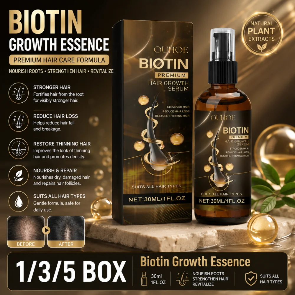 30ml Anti Hair Loss Biotin Essence Lightweight Scalp Serum with Ginger Ginseng Plant Extracts for Hair Root Nourishing Care