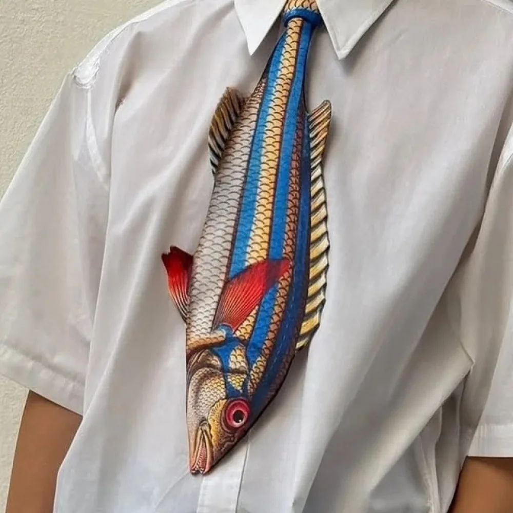

Fashion 3D Fish-shaped Men's Tie Novelty Animal Pattern Neckties for Men Satin Fabric Lifelike Neck Tie For Party
