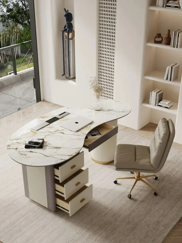 JJSlate Desk Learning Nordic Simple Home Office Cream Style Computer Table And Chair Combination
