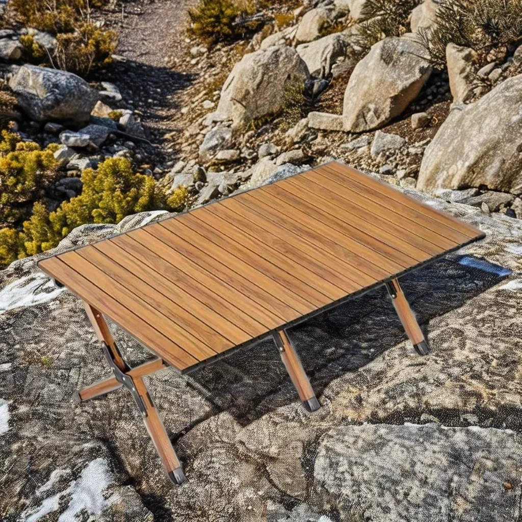 

Casual Outdoor Dining Aluminum Alloy Portable Egg Roll Table Foldable BBQ Table for Campers for Exteriors