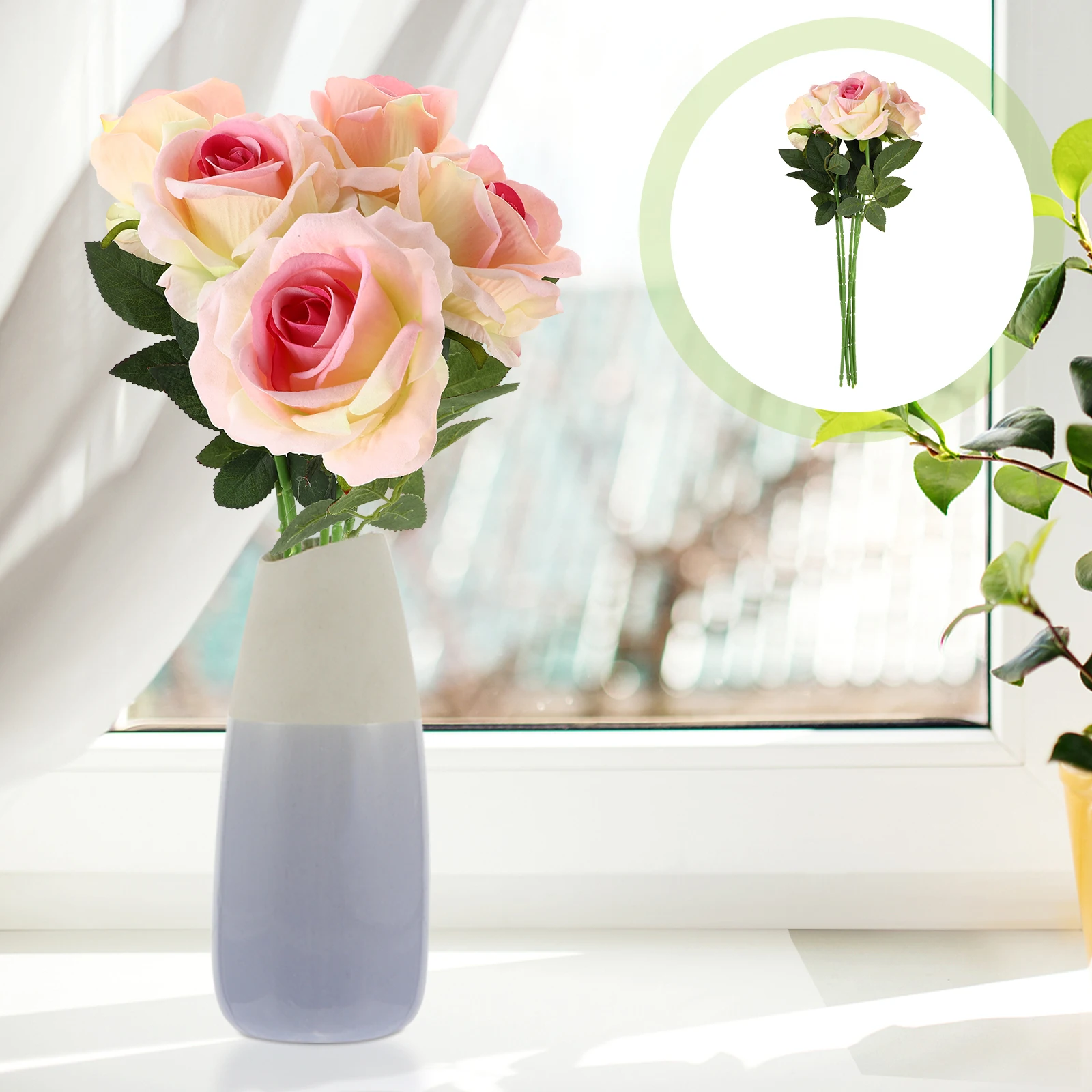 

5Pcs Simulation Rose Flowers Artificial Realistic Decor for Wedding Bouquet Home Office Shop Party Artificial Rose Flower