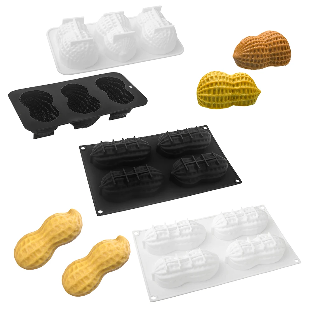 1 or 3 or 4-Cell Peanuts Design Food Grade Silicone Bakeware French Mousse Cake Mould Silicone Chocolate Mold Dessert Tools