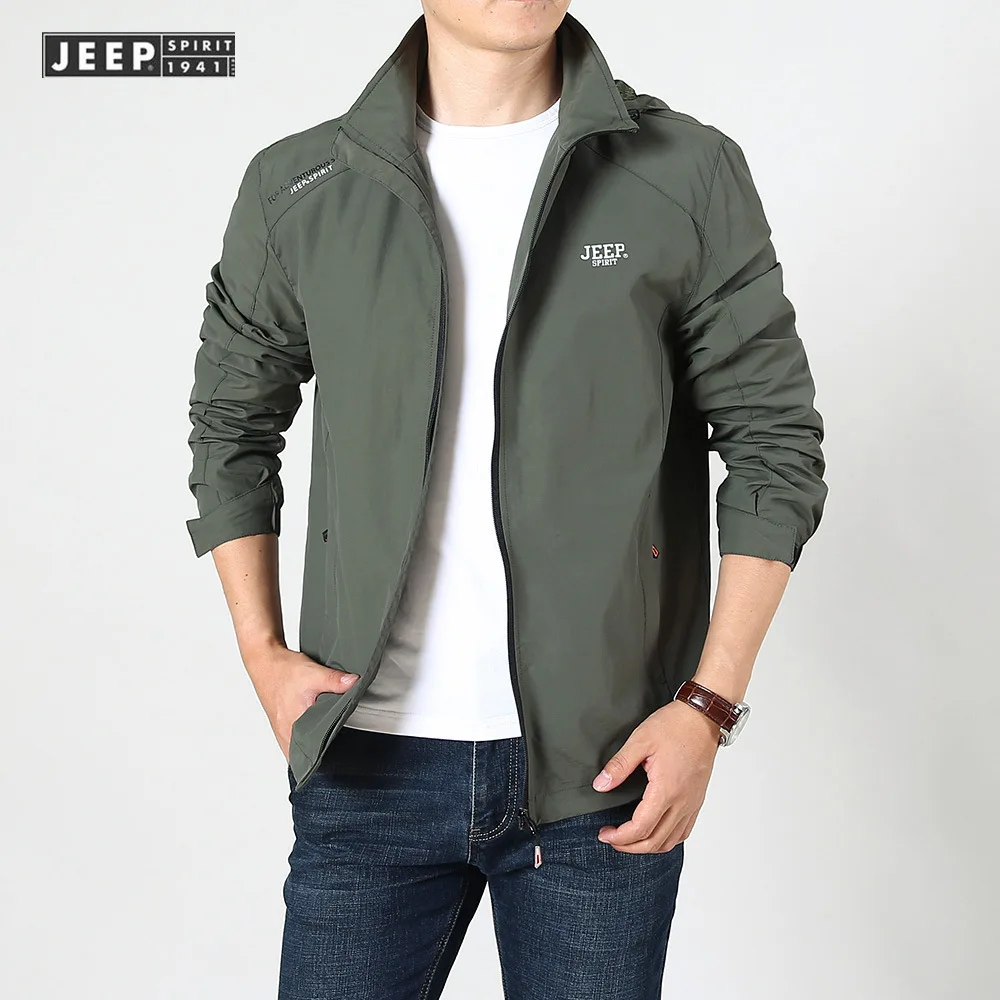 JEEP SPIRIT Men Jacket Fall Casual Fashion Waterproof Sports Jacket Removable Cap Loose and high quality Clothes
