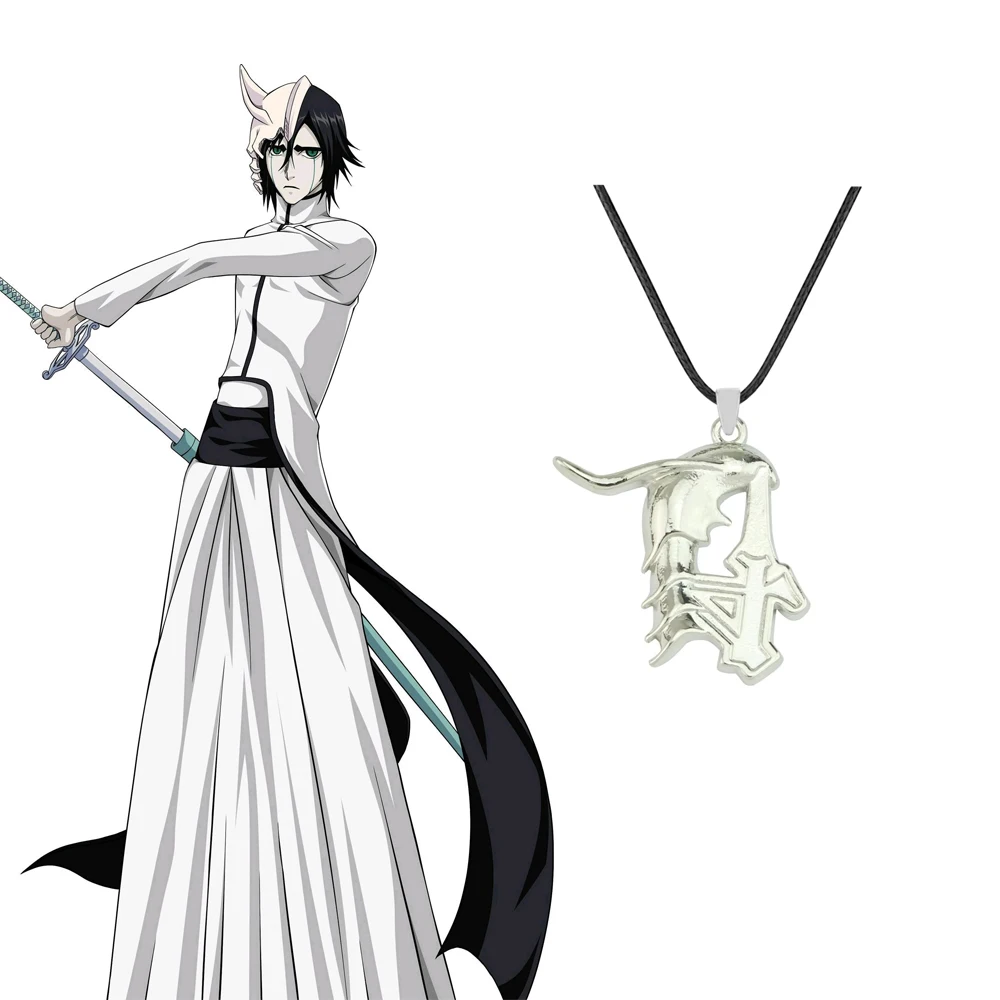 Anime Bleach Ulquiorra Cifer Mask Necklace Fashion Kurosaki Ichigo Broken Masks Pendant Metal Choker Necklace Fans Cosplay Gifts