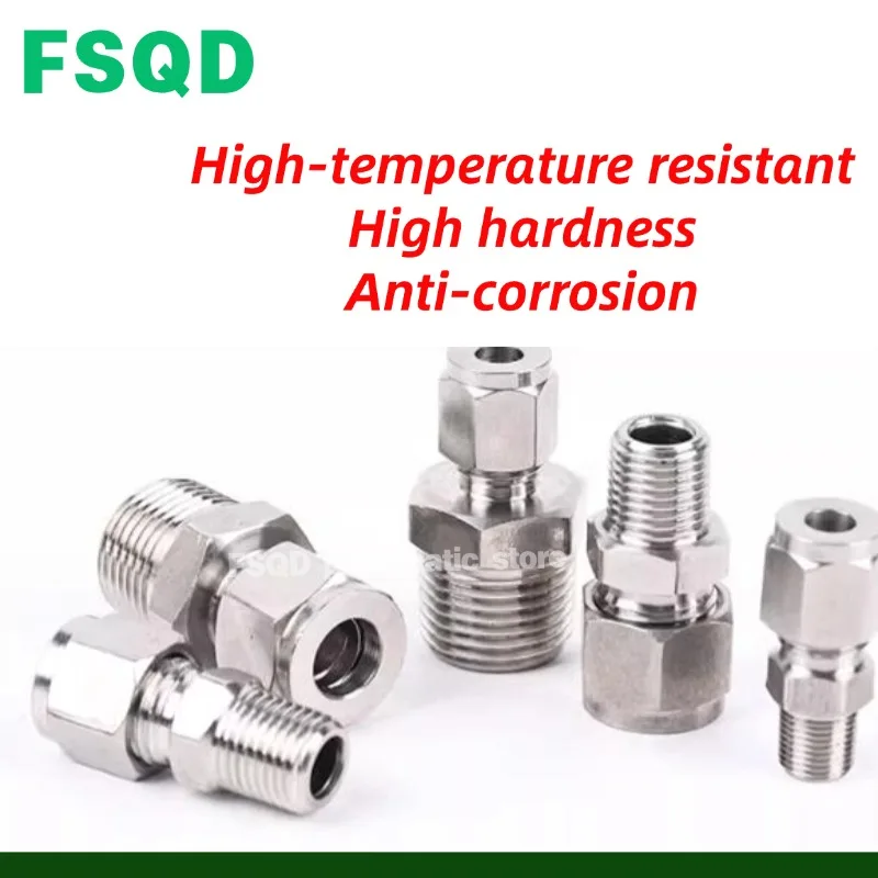 Quick Twist Straight Joint M10 M14 M16 M18 M20 304 Stainless Steel Screw Connector Ferrule Type Pipe Fittings For 6 8 10 12mm