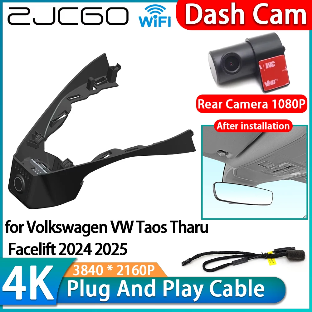 

ZJCGO for Volkswagen VW Taos Tharu Facelift 2024 2025 4K Wifi DVR IMX335 OEM Car Video Recorder Dash Cam Front Rear Camera