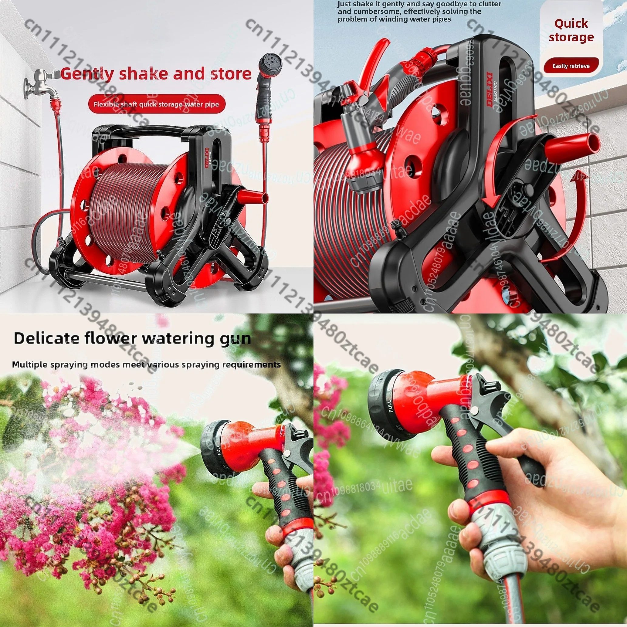 Car Wash Water Hose Reel 30ft Retractable High Pressure Auto Rewind Wall Mount