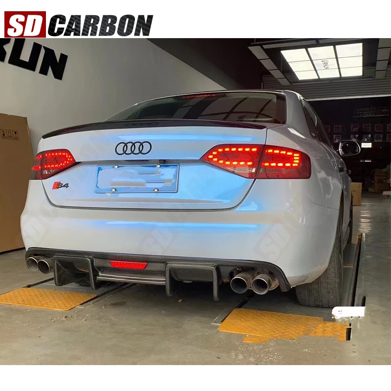 Picture 5: For Audi Regular A4 A4 B8 2008-2012 Carbon Fiber Car Rear Bumper Diffuser Rear Splitters Spoiler Back lip Car Accessories