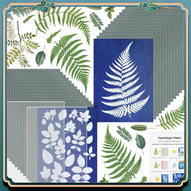 (جديد) - مجموعة واحدة من ورق Cyanotype مع ورقتين من ورق طباعة الشمس من الأكريليك، ورق فني للطباعة المنشط ورق Cyanotype
