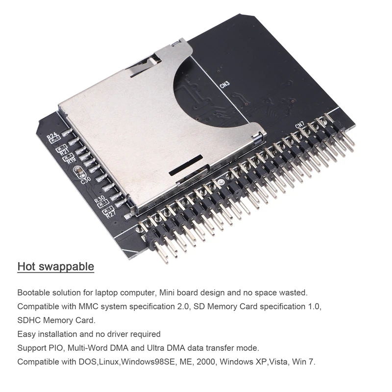 IDE SD Adapter SD To 2.5 IDE 44 Pin Adapter Card 44Pin Male Converter SDHC/SDXC/MMC Memory Card Converter For Laptop PC