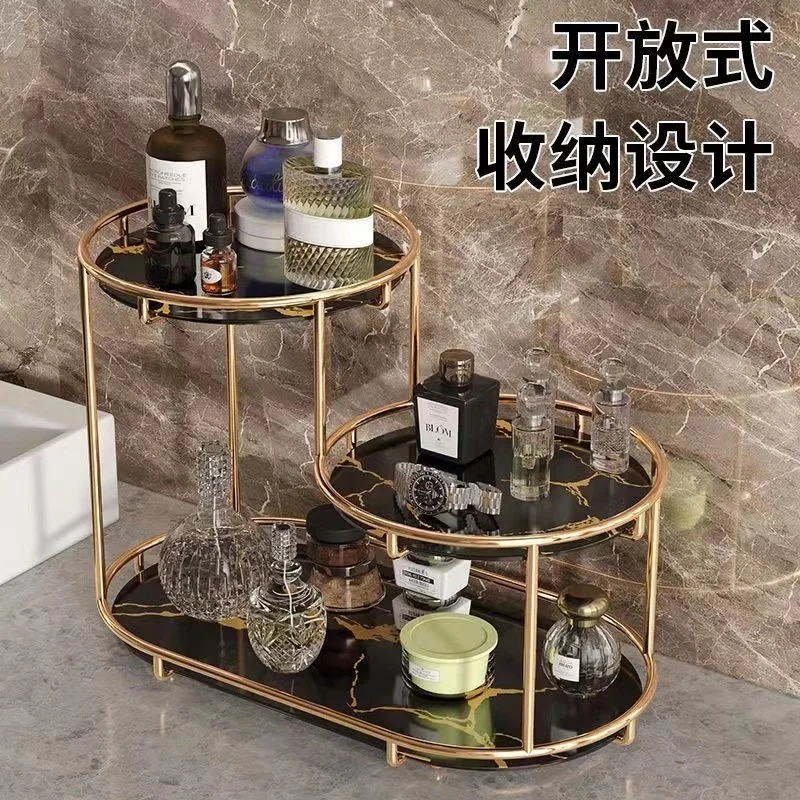 Luxury bathroom storage rack, multi-layer cosmetics storage rack, dresser, desk top, toilet decorations and ornaments