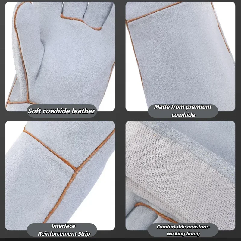 ถุงมือหนังยาวนุ่ม 1 คู่ สำหรับงานเชื่อม ทนทานต่อไฟฟ้าอาร์ค เตาเผา ป้องกันแรงงาน อุตสาหกรรม อุปกรณ์ป้องกันหนา