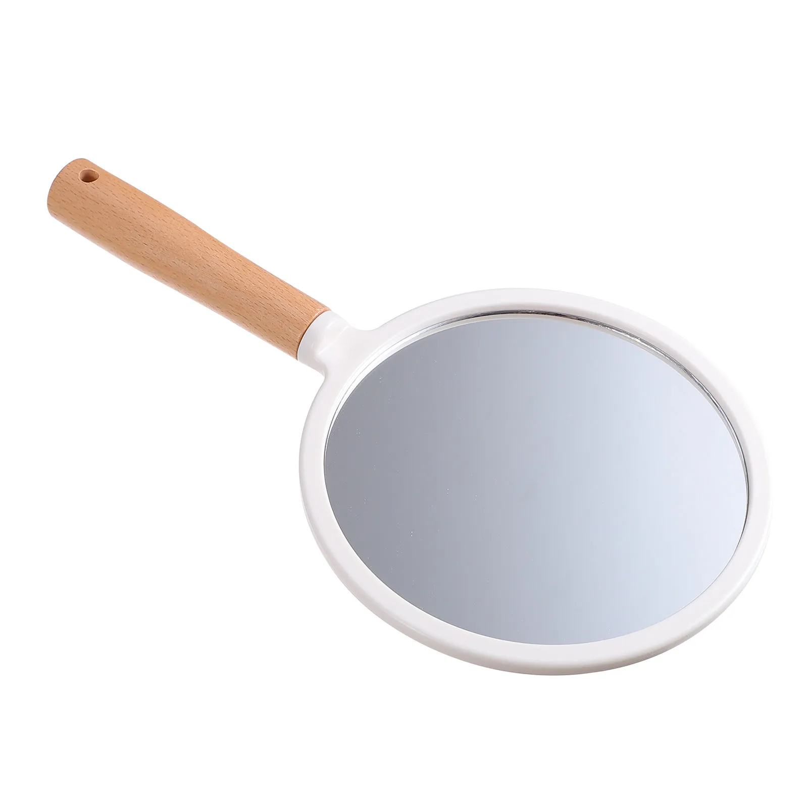 Handheld Wood Handle Mirror for Makeup Application Detail Checking Lipstick Review Portable Salon Barber Mirror Women