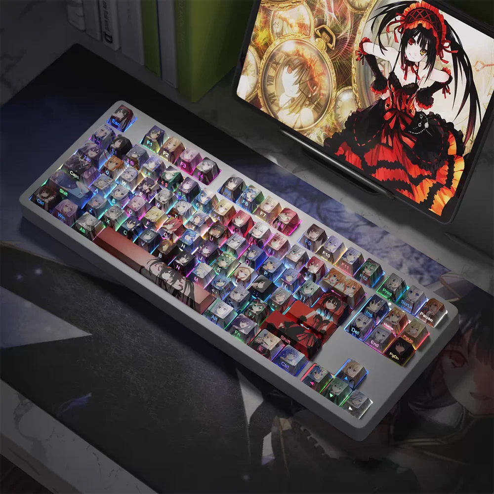 Custom Anime Characters Keycaps Personalized Side Engraved Translucent DYE-SUB Game Keycaps For MX Switch Mechanical Keyboard
