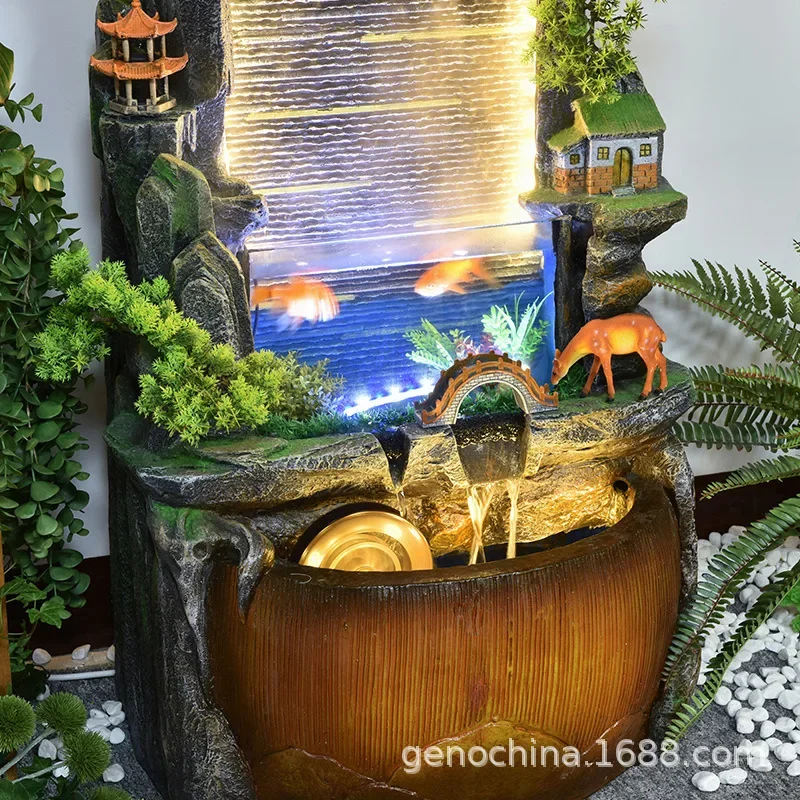 Rockery flowing  ornament  curtain wall circulating  opening screen floor fish tank fountain  feature -5