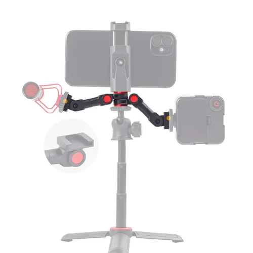 Imagen 2 del producto Adaptador giratorio de montaje de zapata fría con tornillo de 1/4 "", soporte de barra de extensión de zapata fría doble para cámara, teléfono, micrófono de luz LED