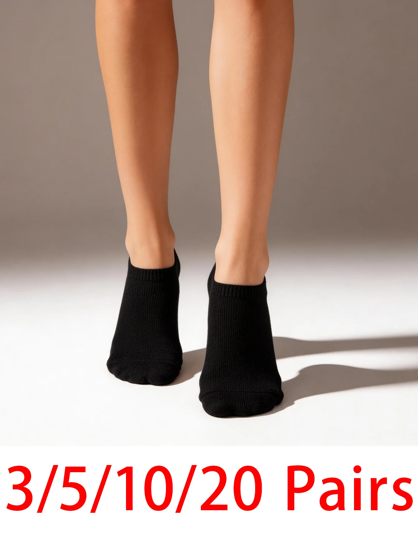 Ankle Sock Low Cut - 3/5/10/20 Paar Unisex Schwarze Gerippte Knöchelsocken,