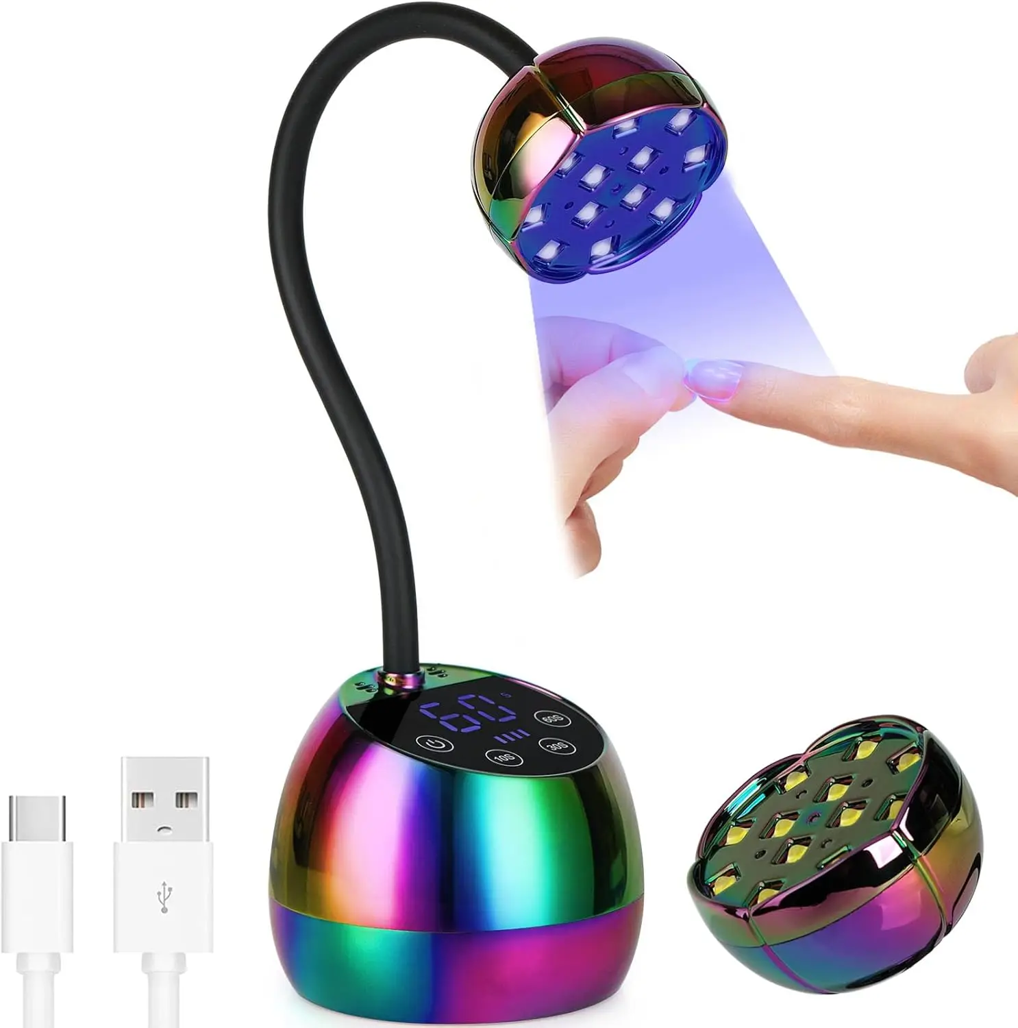 مصباح أظافر LED بالأشعة فوق البنفسجية بقدرة 36 وات، مجفف أظافر جل صغير محمول مع مستشعر تلقائي، 3 مؤقتات، شاشة LCD