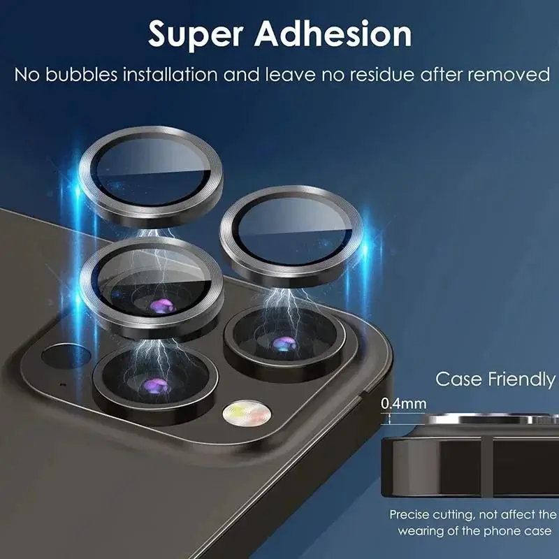 3pcs Camera Lens Protector Cover for iPhone 16 15 14 13 Pro Max 12 mini 16 Plus Titanium Tempered Glass Protection Accessories