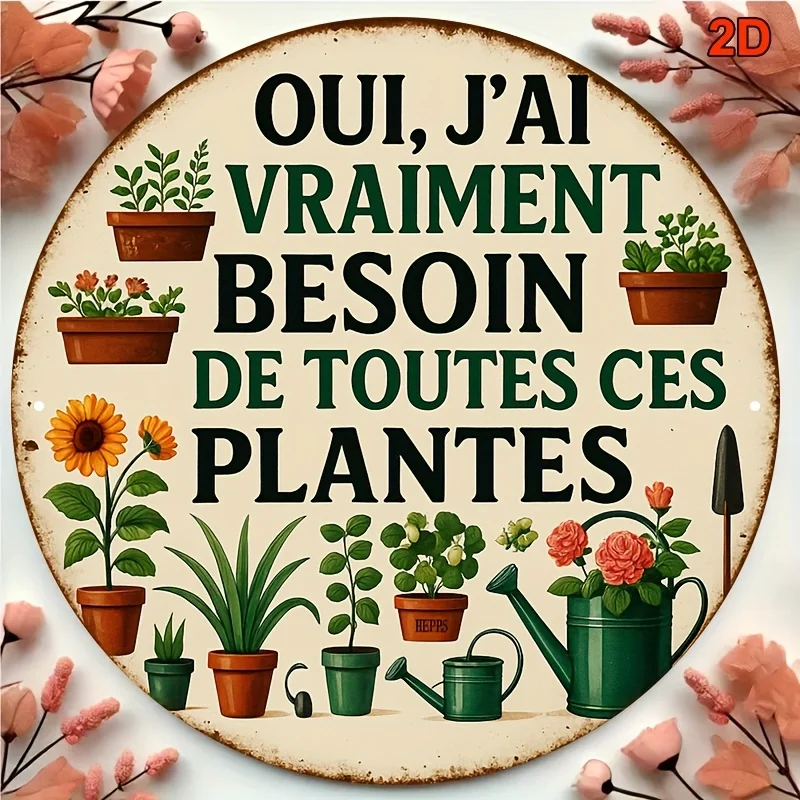 2D Flat - [2D Flat] 1pc, 20.32*20.32 Cm Round French Aluminum Sign, 
